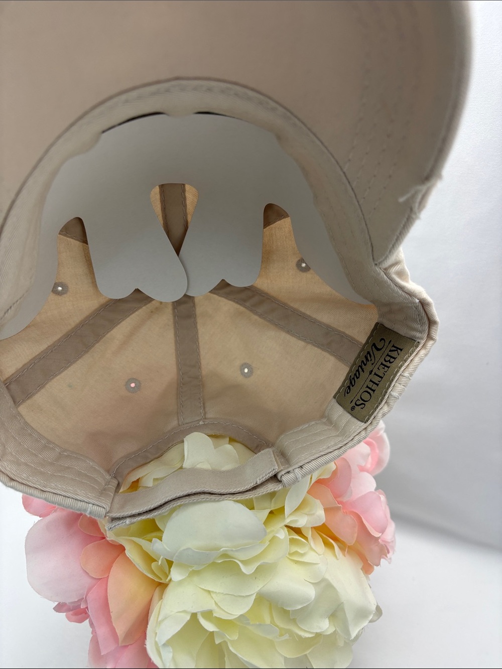 KBETHOS Women’s Vintage Style Cream Baseball Cap with Pastel Floral Accent - Picture 4 of 11